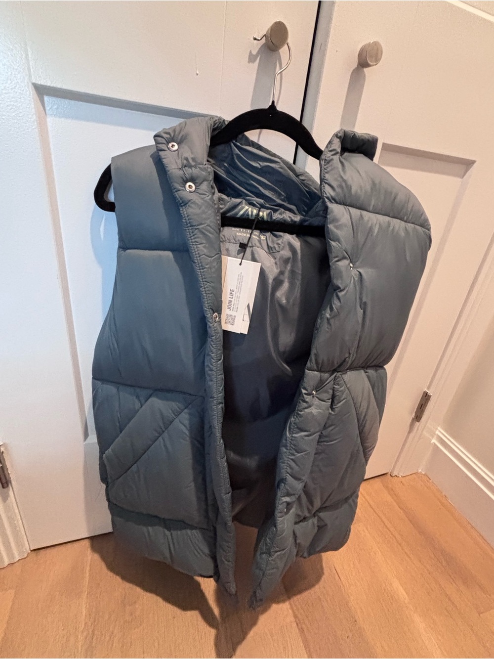 Zara Quilted Sleeveless Puffer Vest - Slate Gray Blue